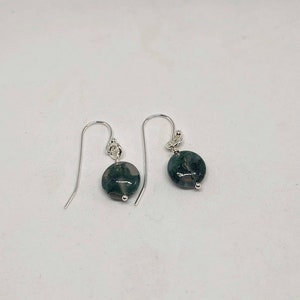Moss Agate and Sterling Silver Dangle Earrings