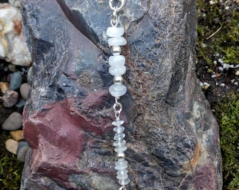 Hair Clip - Natural Moonstone and Sterling Silver Hair Charm