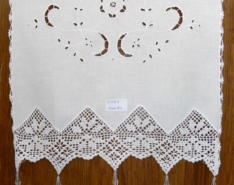 Handmade curtain with cutwork, atrante, lace and tassels - Greek Traditional Handiwork - Romantic style - Cottage chic decoration