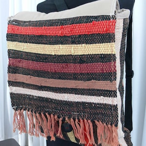 Rag rug handmade backpack in striped designs - Greek handmade backpack - Greek kourelou bag -Modern- traditional bag