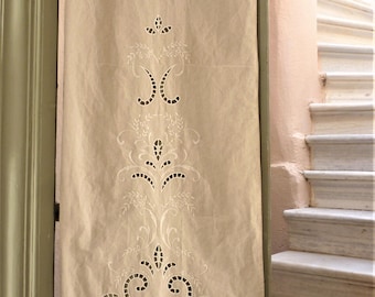 Beige cutwork curtain-Windows decor-Traditional cutwork design-Greek product-Home decor-Cottage chic- 2523