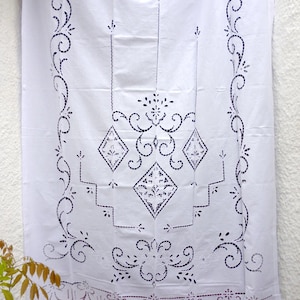 Handmade Cutwork Curtain: Cottage Chic Cotton Window Treatment