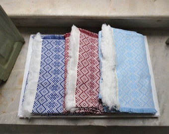 Woven Cotton Blend Bedspread: Greek Double Bed Cover, Traditional Pattern