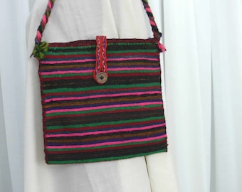 Handwoven bag/ purse - Striped bag - Boho style bag - Unique shoulder bag - Greek style traditional bag- All seasons bag