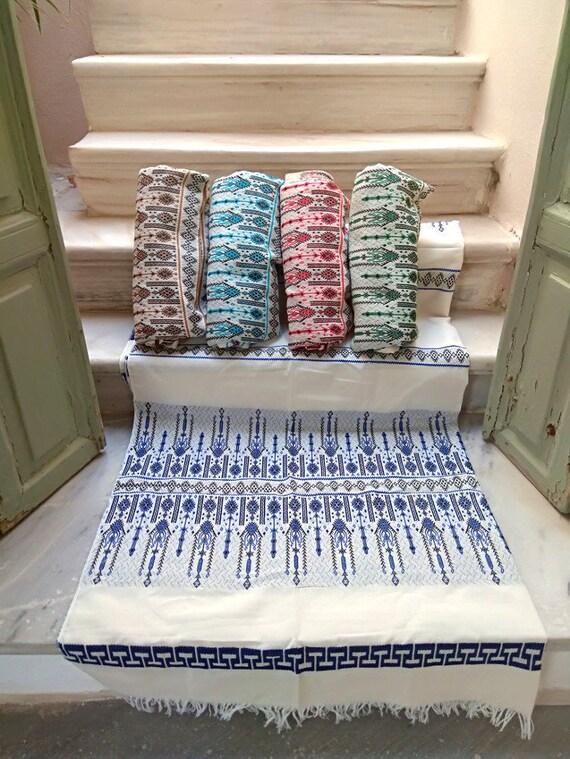 Single bed cover Greek product Modern countrystyle Colorful throw Traditional woven bedspread in the electric loom