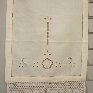 Beige Cutwork Curtain: Handmade Lace Tassels, Cottage Chic Decor