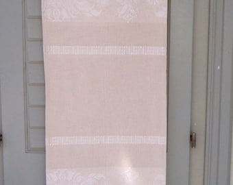 Woven Cotton Blend Bedspread: Ecru Greek Throw, Meander Bird Design