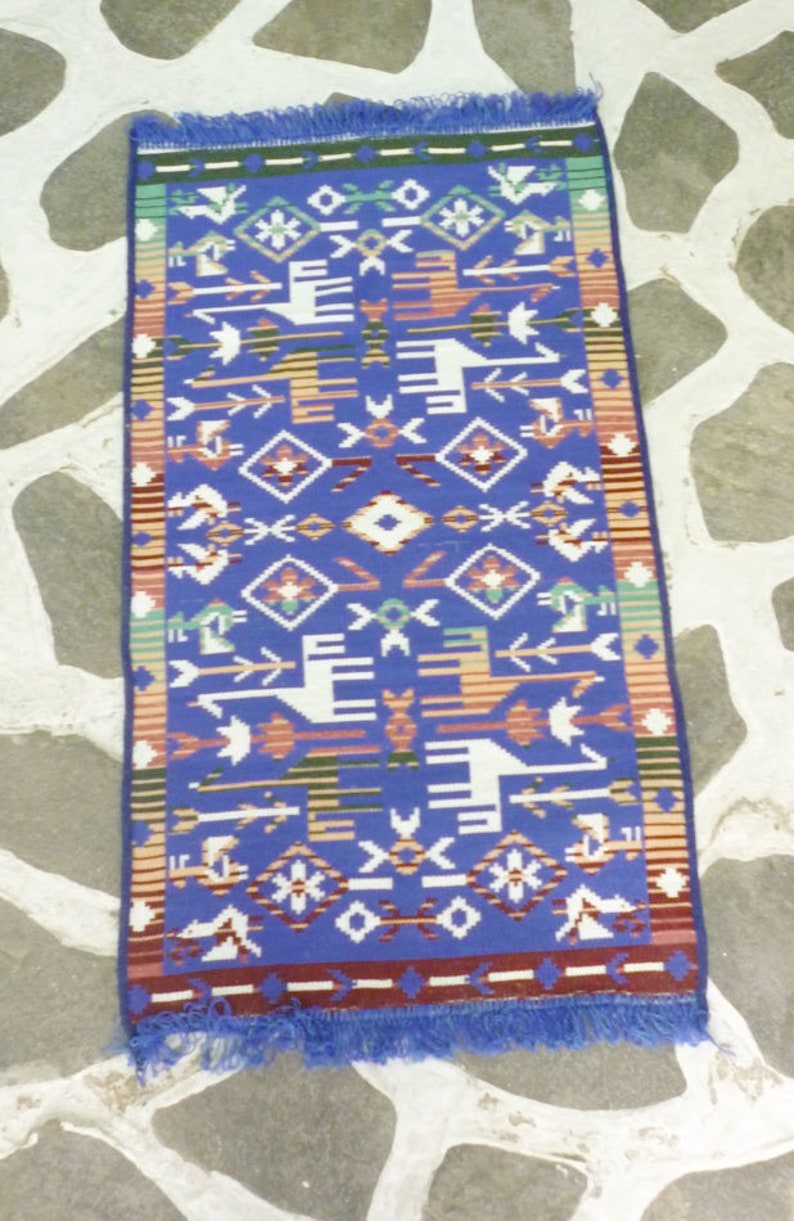 Cotton woven rug/ kilim Traditional design Greek product Etsy