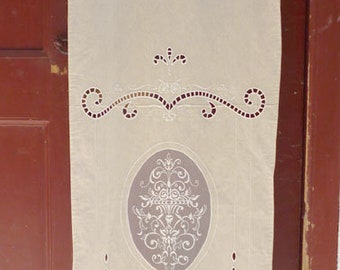 Beige Cutwork Curtain: Embroidered Tulle Cottage Chic Decor