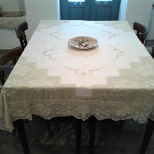 Handmade Crochet Lace Tablecloth: Greek Cutwork Embroidery, Classic Design
