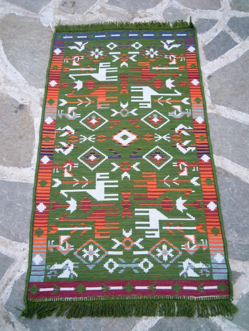 Cotton woven rug/ kilim Traditional design Greek product Etsy
