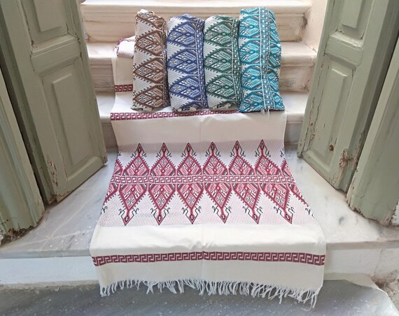 Single bed cover Greek product Modern countrystyle Colorful throw Traditional woven bedspread in the electric loom