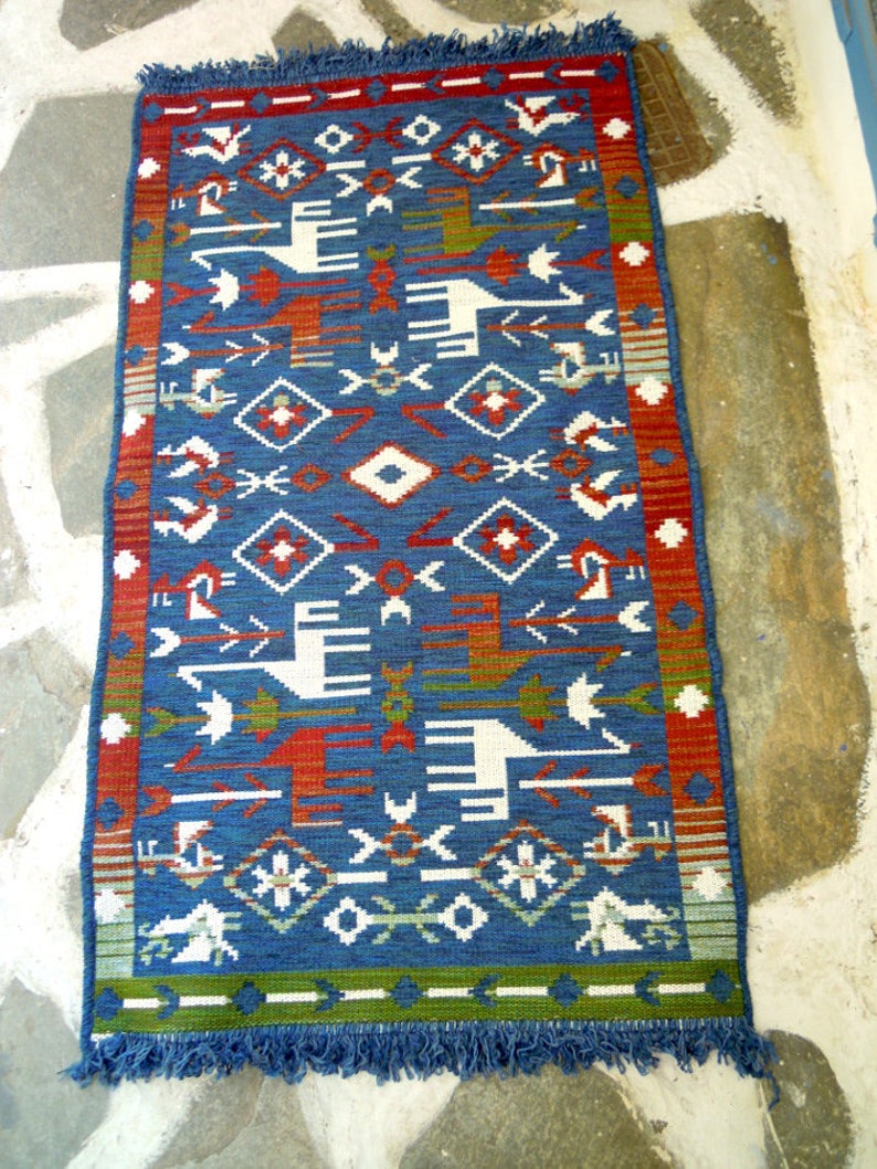 Cotton woven rug/ kilim Traditional design Greek product Etsy