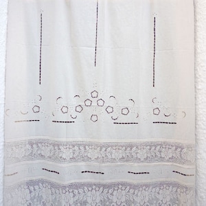 Handmade Beige Cutwork Curtain: Greek Lace Window Decor