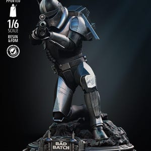 Crosshair 3D Printed Figure, Star Wars Bad Batch Sniper Statue, Unpainted