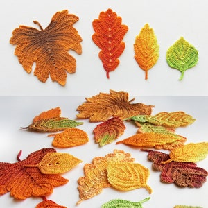 Crochet pattern Autumn leaves. Crochet leaf pattern. Fall table decor. Crochet fall leaves, Thanksgiving decor. image 1