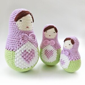 Amigurumi pattern, crochet patterns, gifts for crocheters. Nesting dolls crochet toy, matryoshka doll crochet pattern. babushka doll. image 3