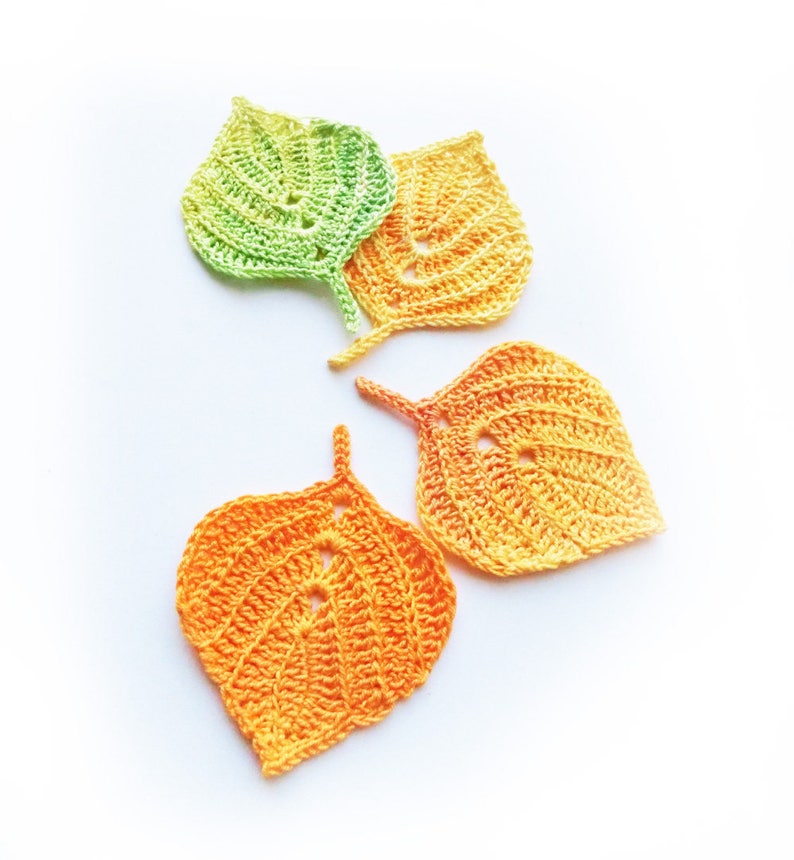 Crochet pattern Autumn leaves. Crochet leaf pattern. Fall table decor. Crochet fall leaves, Thanksgiving decor. image 3