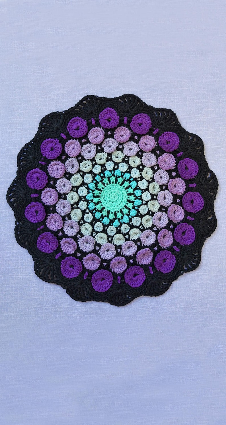 Stone Mandala Crochet Pattern, Sacred Geometry Mandala, Crochet Placemats, Mandala Doily Pattern, Mandala Wall Art. Instant Download PDF. image 3