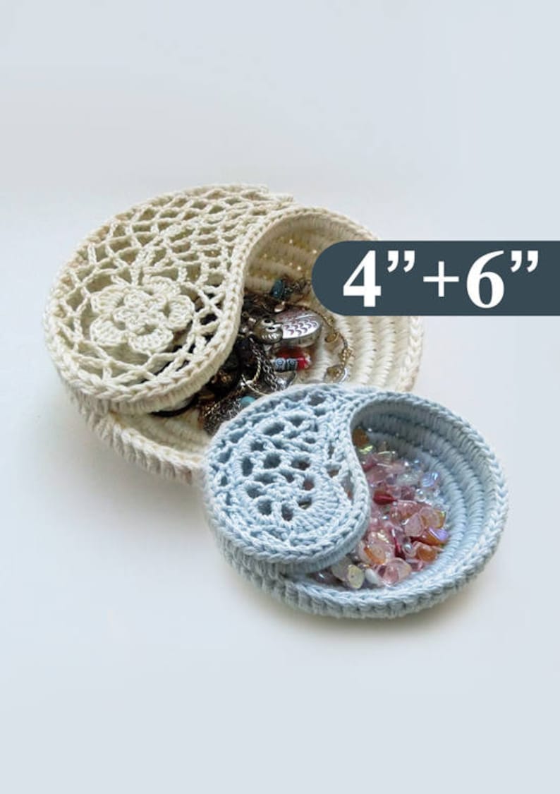 Crochet pattern 6 Yin Yang jewelry dish. Crochet bowl instructions. crochet basket. instant download gift ideas. Crochet basket. image 6