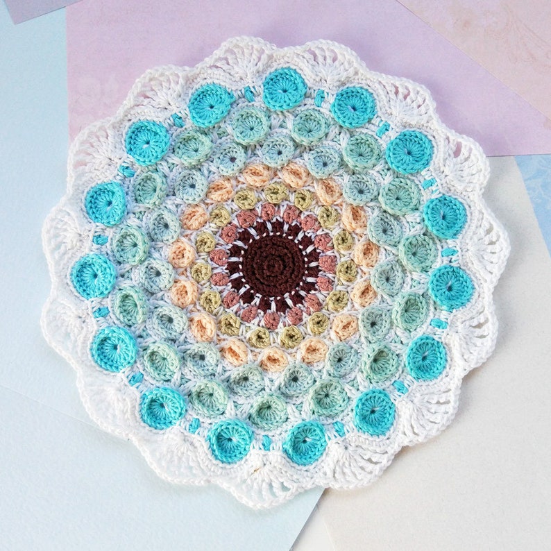 Stone Mandala Crochet Pattern, Sacred Geometry Mandala, Crochet Placemats, Mandala Doily Pattern, Mandala Wall Art. Instant Download PDF. image 4