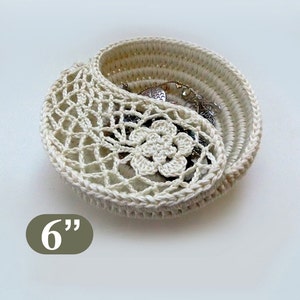 Yin yang jewelry dish crochet Pattern 6, crochet home decor, gift for her. Jewelry plate Photo Tutorial, Instant Download PDF. image 3