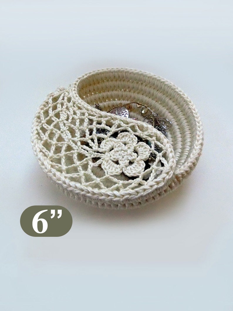 Yin yang jewelry dish crochet Pattern 6, crochet home decor, gift for her. Jewelry plate Photo Tutorial, Instant Download PDF. image 3