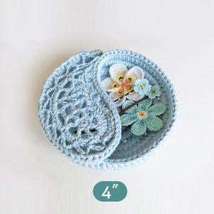 Crochet pattern gift for her, yin yang jewelry dish 4&quot;. Paisley rings plate, Instant download gifts for crocheters. crochet home decor.
