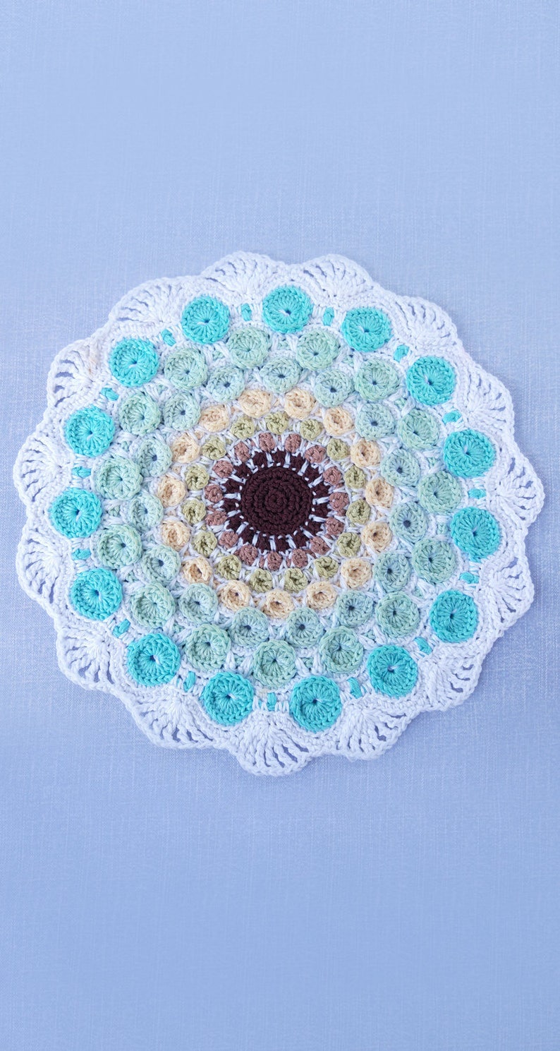 Stone Mandala Crochet Pattern, Sacred Geometry Mandala, Crochet Placemats, Mandala Doily Pattern, Mandala Wall Art. Instant Download PDF. image 8