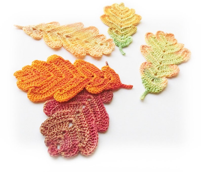 Crochet pattern Autumn leaves. Crochet leaf pattern. Fall table decor. Crochet fall leaves, Thanksgiving decor. image 6