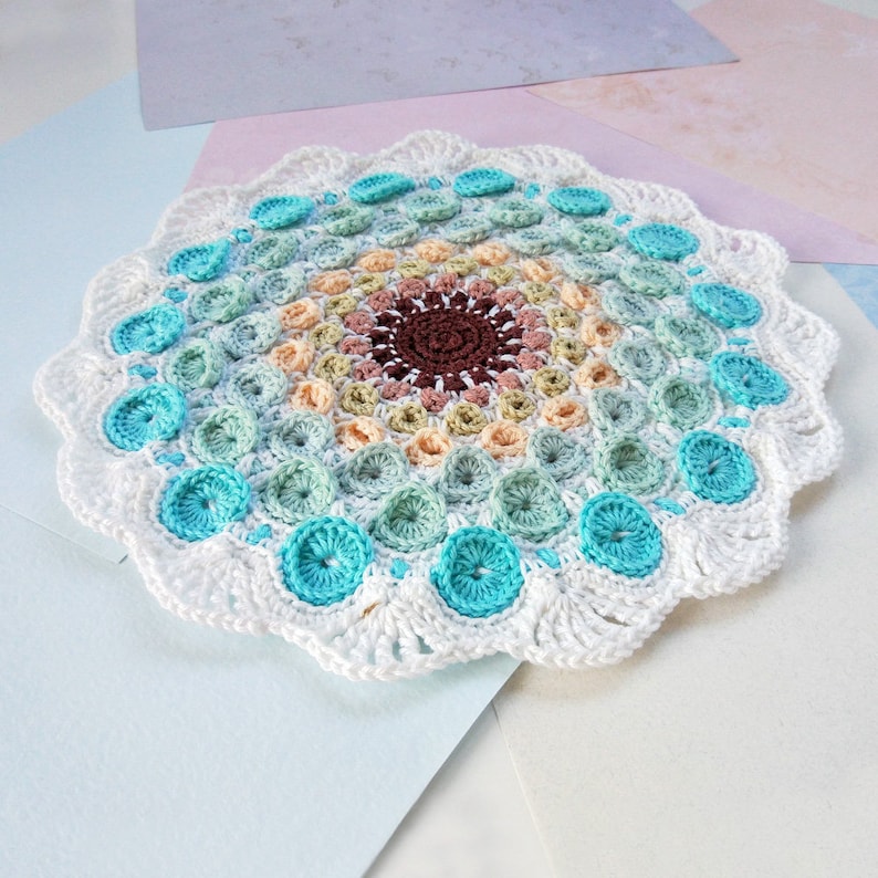 Stone Mandala Crochet Pattern, Sacred Geometry Mandala, Crochet Placemats, Mandala Doily Pattern, Mandala Wall Art. Instant Download PDF. image 6
