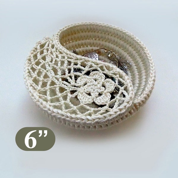 Crochet pattern 6" Yin Yang jewelry dish. Crochet bowl instructions. crochet basket. instant download gift ideas. Crochet basket.