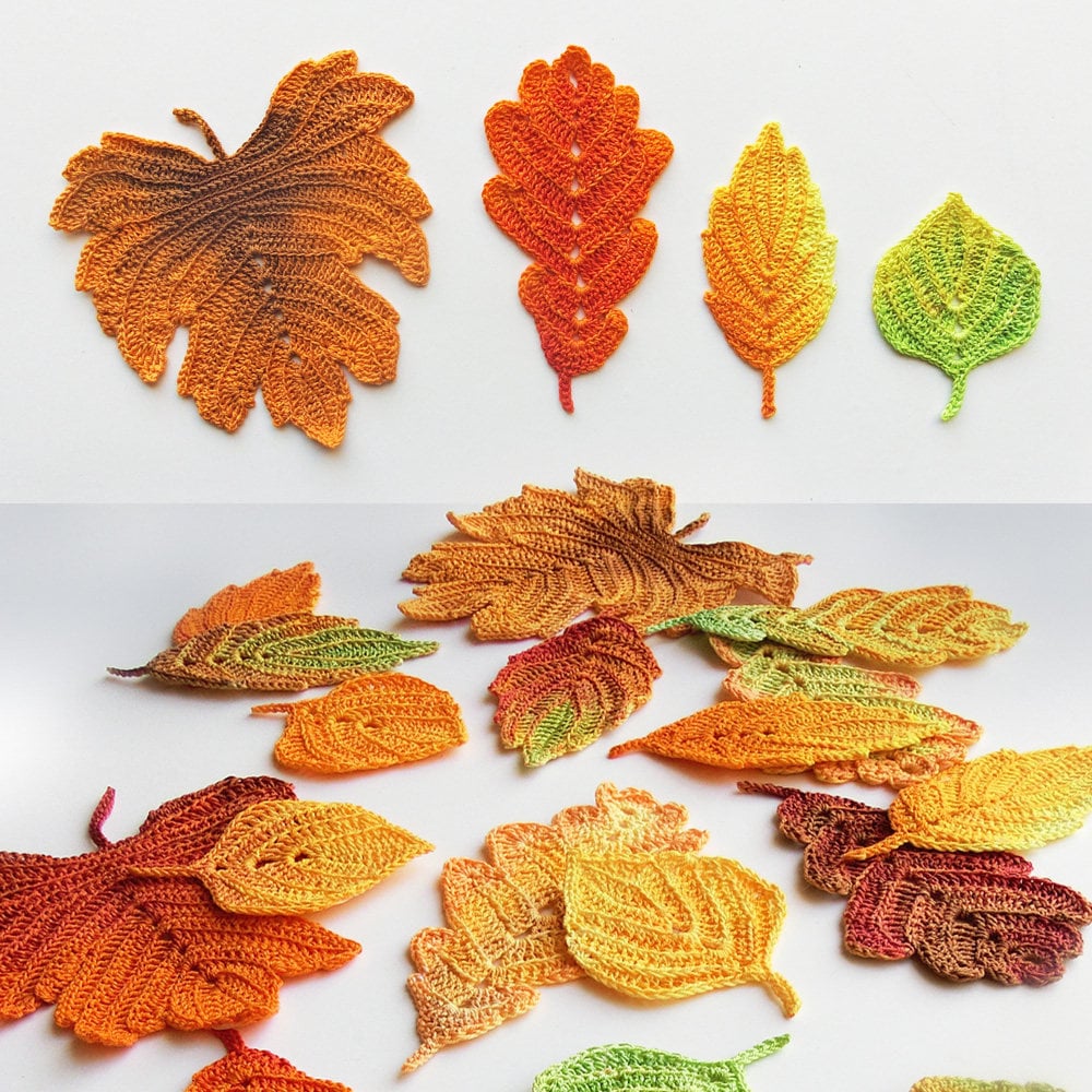 Crochet pattern Autumn leaves. Crochet leaf pattern. Fall Etsy