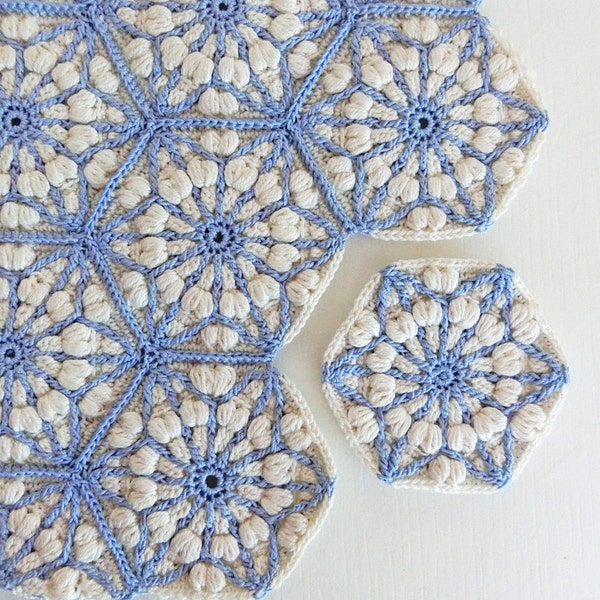 Crochet blanket pattern, the asanoha hexagon, crochet afghan patterns. granny square pattern. Crochet motif, crochet afghan block.