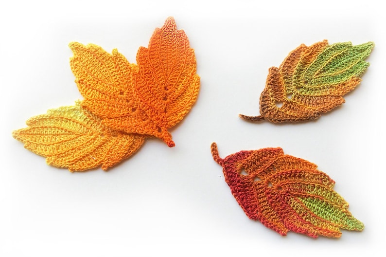 Crochet pattern Autumn leaves. Crochet leaf pattern. Fall table decor. Crochet fall leaves, Thanksgiving decor. image 4