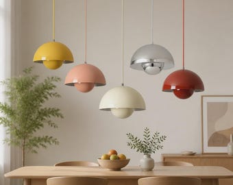 23cm Modern Metal Pendant Light - Colorful Hanging Lamp for Dining Room Bedroom