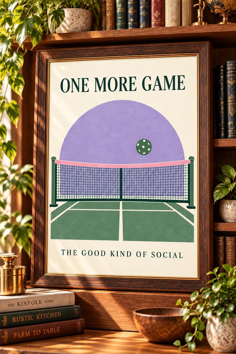 One More Game Pickleball Print, Retro Sports Wall Art, Preppy Decor - Etsy