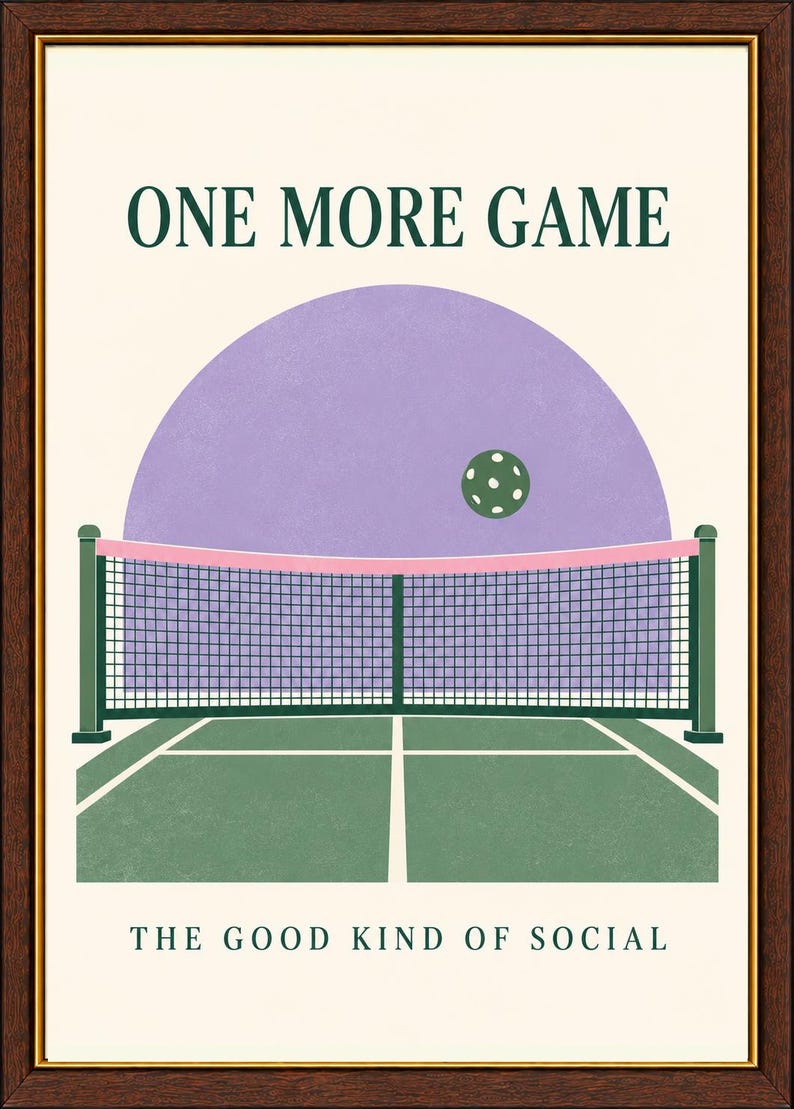 One More Game Pickleball Print, Retro Sports Wall Art, Preppy Decor - Etsy