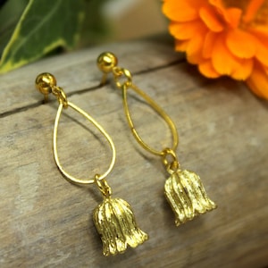 Geometric Flower Brass  Earrings - Golden Earrings - Boho Jewellery