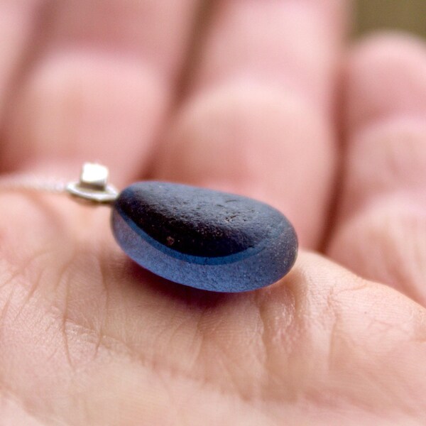 Blaue mehrfarbige Seaham Sea Glass Halskette - 925 Sterling Silber Sea Glass Halskette