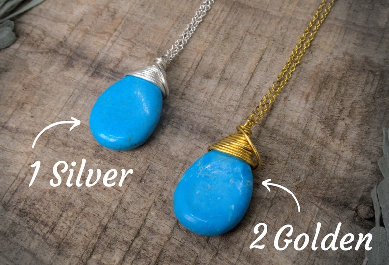 Blue Howlite Necklace Blue Silver Boho Pendant