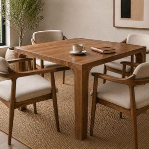 Quadratischer Esstisch aus massivem Walnussholz, handgefertigter Holztisch, moderner rustikaler Küchentisch, Esstisch im Landhausstil, Tisch in Sondergröße Bild 2
