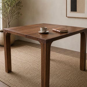 Quadratischer Esstisch aus massivem Walnussholz, handgefertigter Holztisch, moderner rustikaler Küchentisch, Esstisch im Landhausstil, Tisch in Sondergröße Bild 5