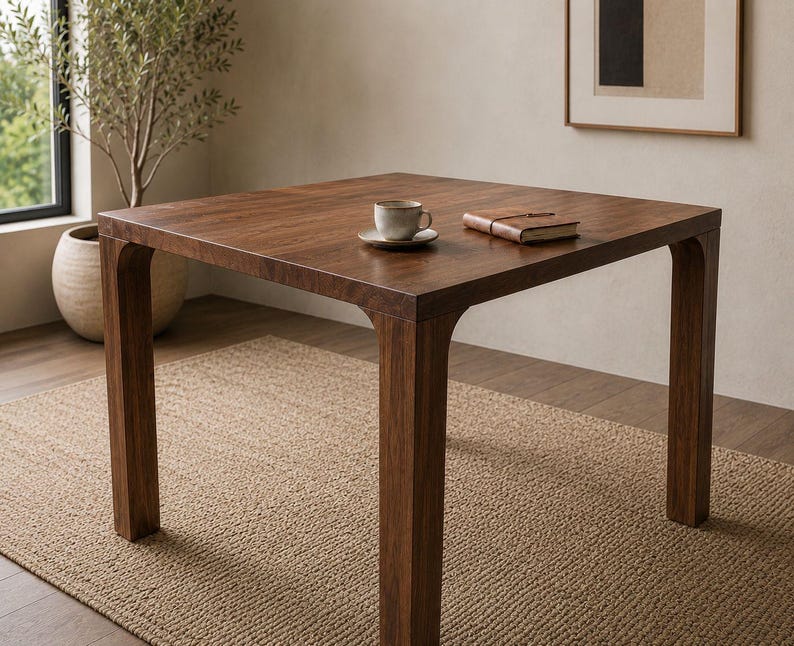 Quadratischer Esstisch aus massivem Walnussholz, handgefertigter Holztisch, moderner rustikaler Küchentisch, Esstisch im Landhausstil, Tisch in Sondergröße Bild 5
