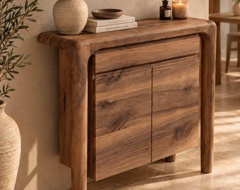 Solid Walnut Console Table, Handmade Entryway Hallway Sofa Table, Modern Minimalist Wooden Console, Narrow Living Room Table
