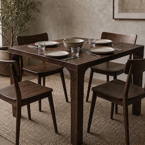 Quadratischer Esstisch aus massivem Walnussholz, handgefertigter Holztisch, moderner rustikaler Küchentisch, Esstisch im Landhausstil, Tisch in Sondergröße Bild 8
