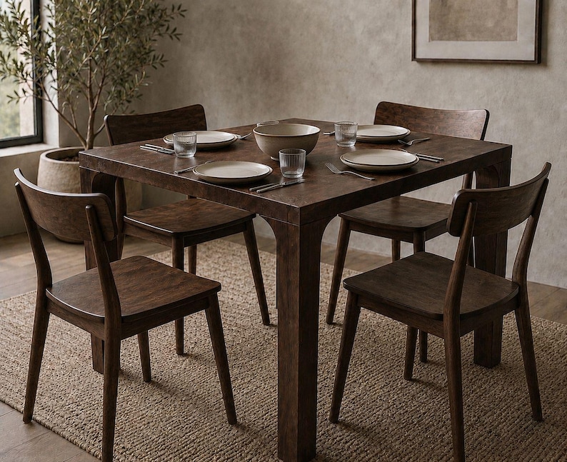 Quadratischer Esstisch aus massivem Walnussholz, handgefertigter Holztisch, moderner rustikaler Küchentisch, Esstisch im Landhausstil, Tisch in Sondergröße Bild 8