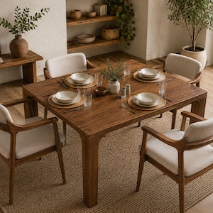 Quadratischer Esstisch aus massivem Walnussholz, handgefertigter Holztisch, moderner rustikaler Küchentisch, Esstisch im Landhausstil, Tisch in Sondergröße Bild 4