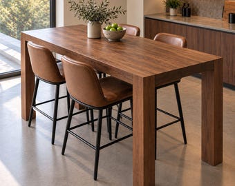 Bartisch aus massivem Walnussholz, Frühstückstheke, Esstisch in Tresenhöhe, Kücheninseltisch, Stehtisch, handgefertigter Holztisch
