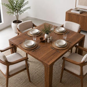 Quadratischer Esstisch aus massivem Walnussholz, handgefertigter Holztisch, moderner rustikaler Küchentisch, Esstisch im Landhausstil, Tisch in Sondergröße Bild 1